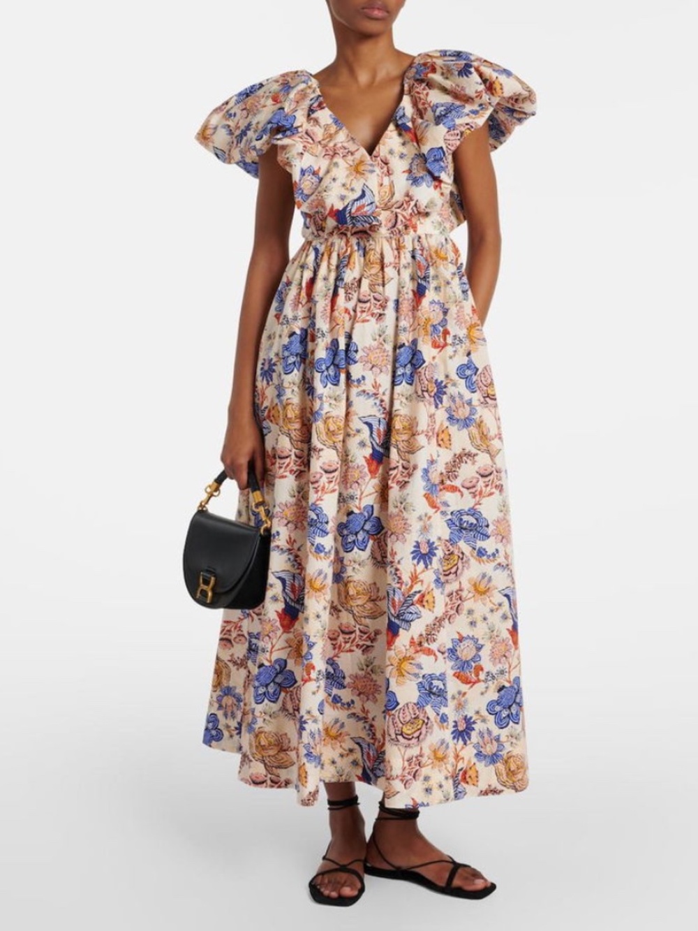 Ulla Johnson Francesca Ruffled Cotton Dress in Magnolia Size 4